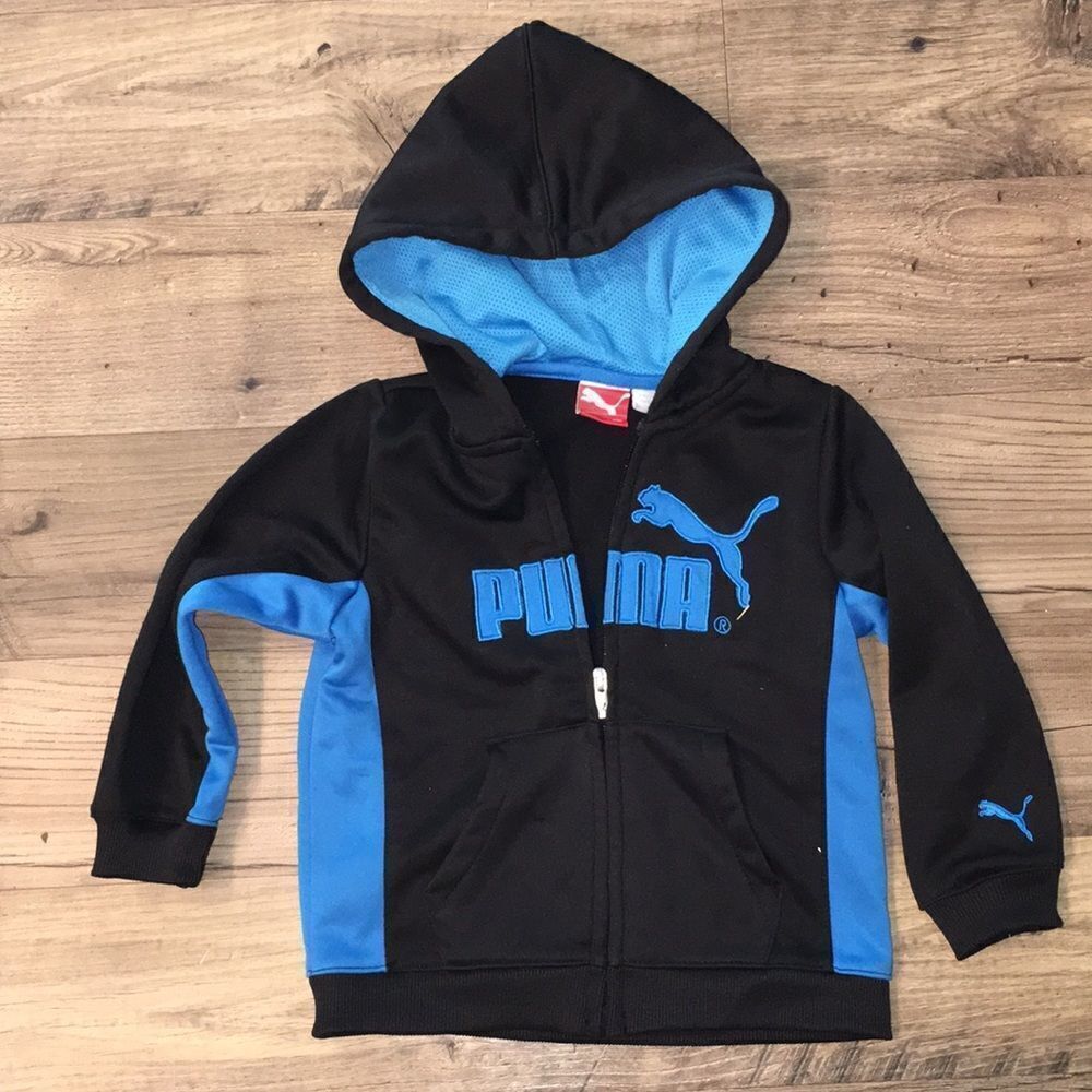 Boys kids Puma Black teal Sweat hoodie jacket